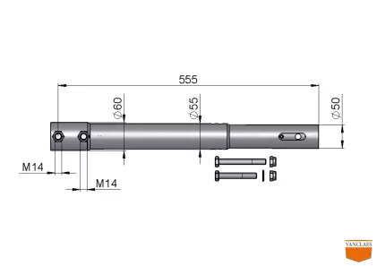 Oplooprem schuifstang + demper voor WAP 35/35.4 3500 kg