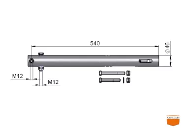 Overrun brake shock absorber + slide rod for WAP 15/15.1 1500 kg