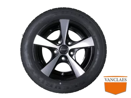 Compleet wiel 195/50R13C 5 gats aluminium platte hoge druk band