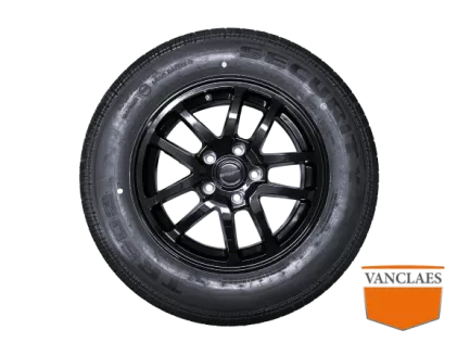 Compleet wiel 15 inch 5 gats aluminium zwart